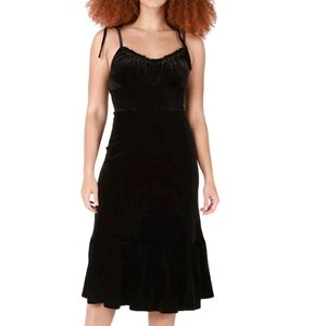 BLACK TAPE Womens Black Unlined Tie Spaghetti Strap Midi Fit + Flare Dress Small